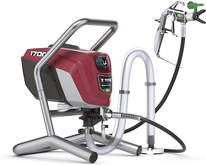 Titan Tool 0580009 ControlMax 1700 High Efficiency Airless Paint Sprayer, HEA technology decreases overspray by up to 55% while delivering softer spray